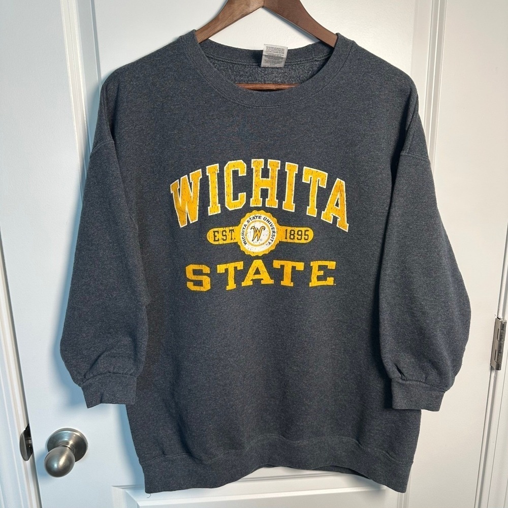 Jerzees Wichita State University Sweatshirt Mens XL Gray WSU Shockers Crewneck - Picture 2 of 8